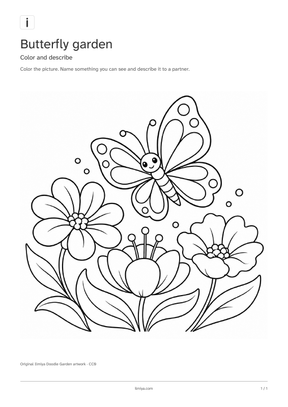 First page of the butterfly garden printable pack