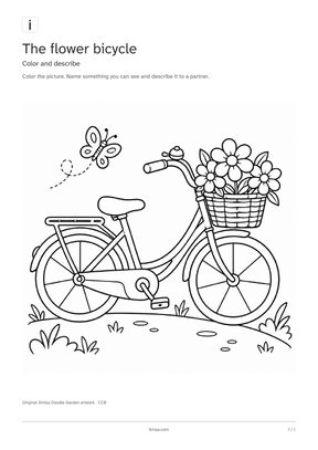 First page of the the flower bicycle printable pack