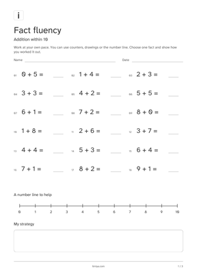 First page of the fact fluency printable pack