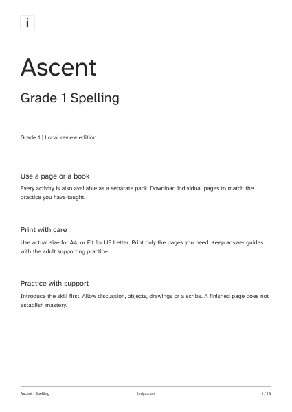 Beacon: Grade 1 Spelling workbook cover